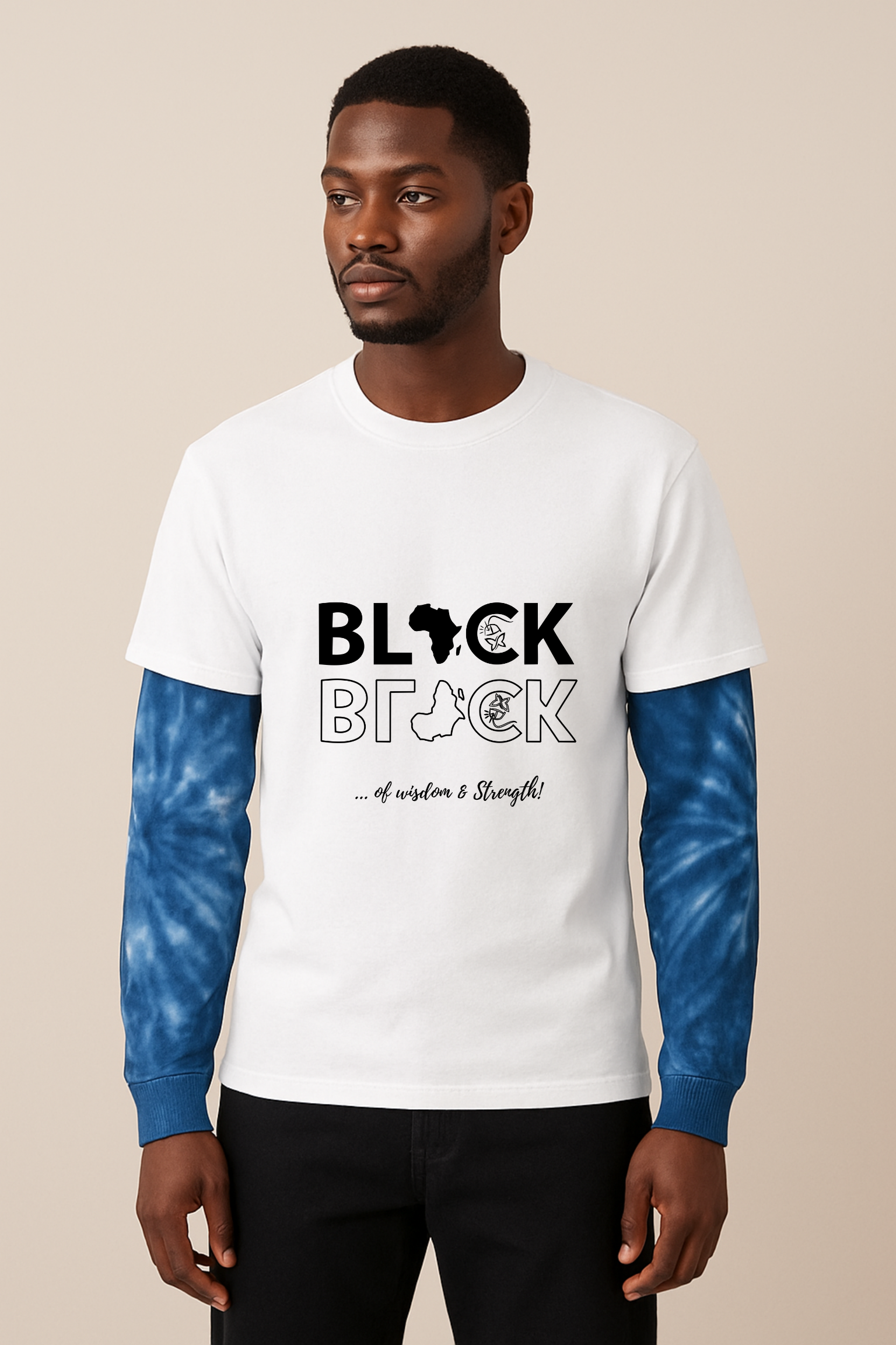 Black double layered long sleeve... of wisdom & strenght - Image 3