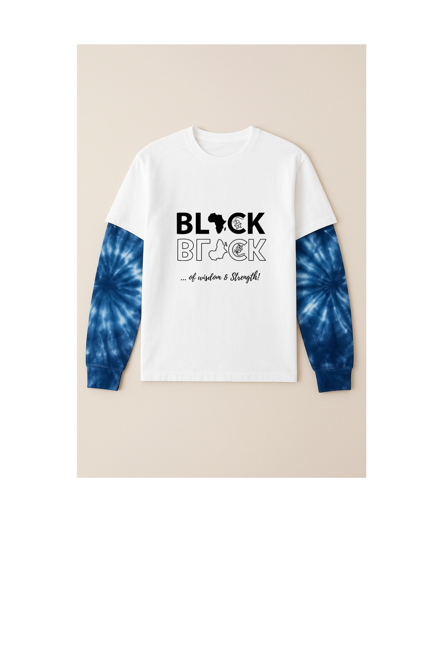 Black double layered long sleeve... of wisdom & strenght