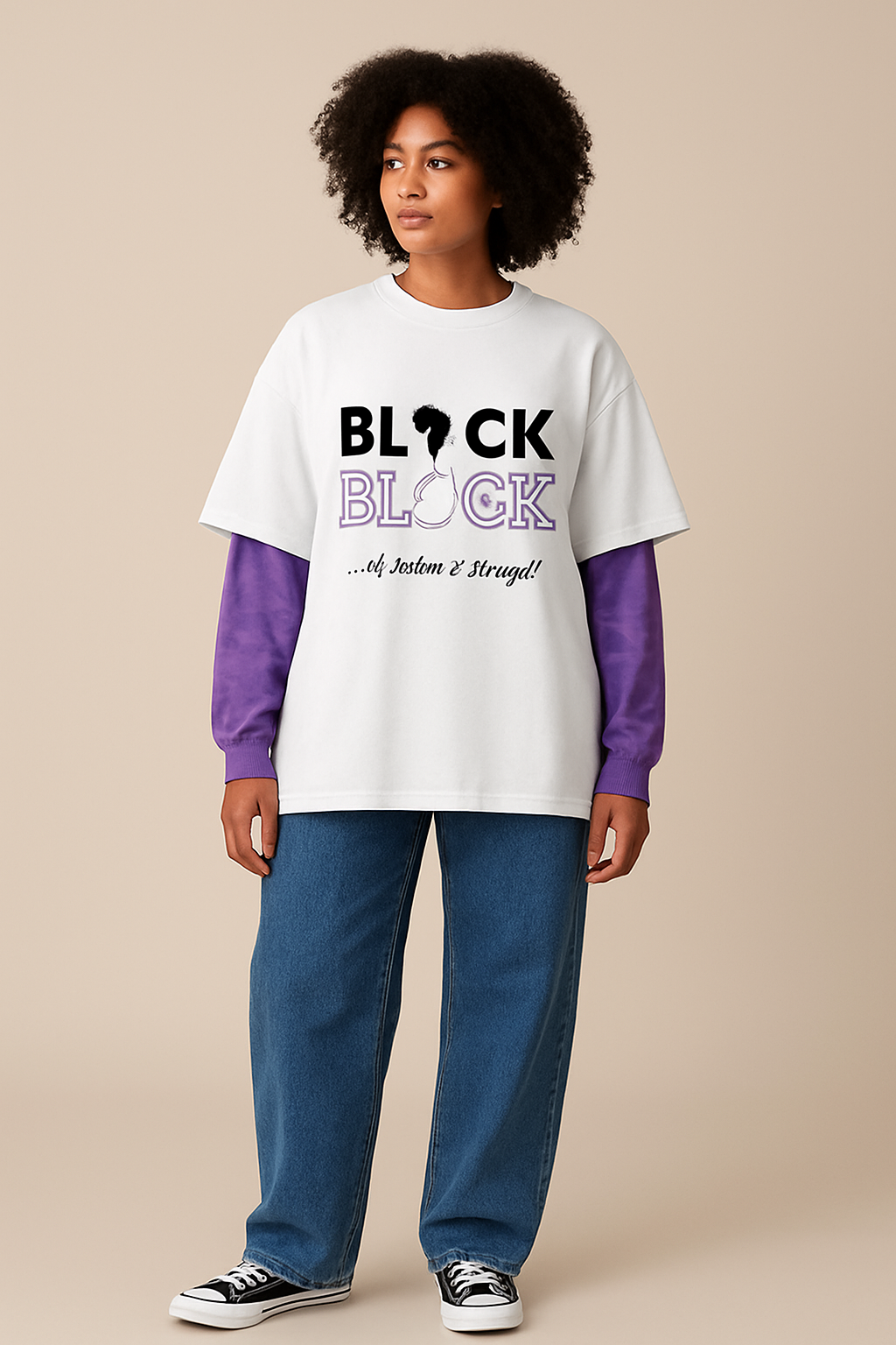 Black double layered long sleeve... of wisdom & strenght - Image 5