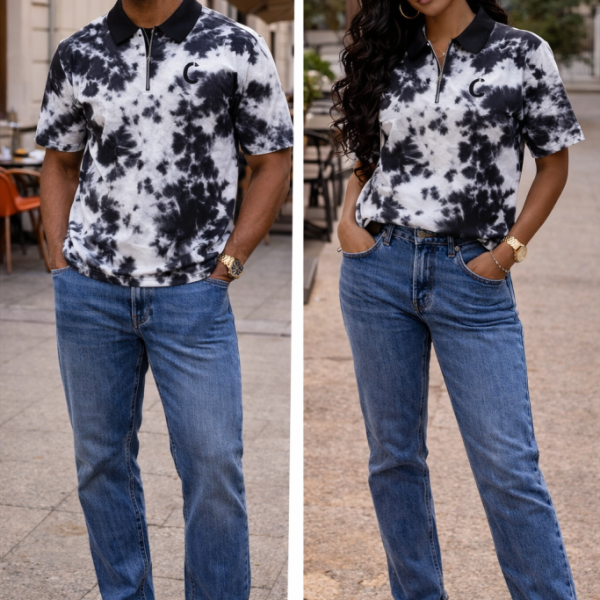 Zip Polo Adire Tshirt