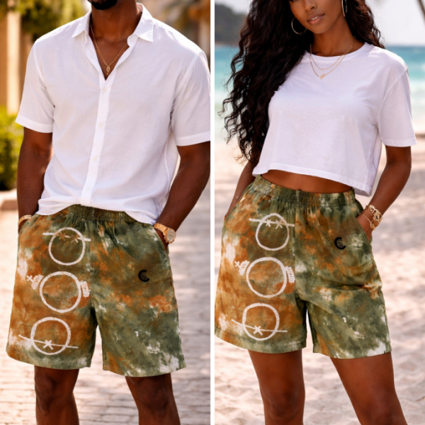 3 Monkeys Adire short